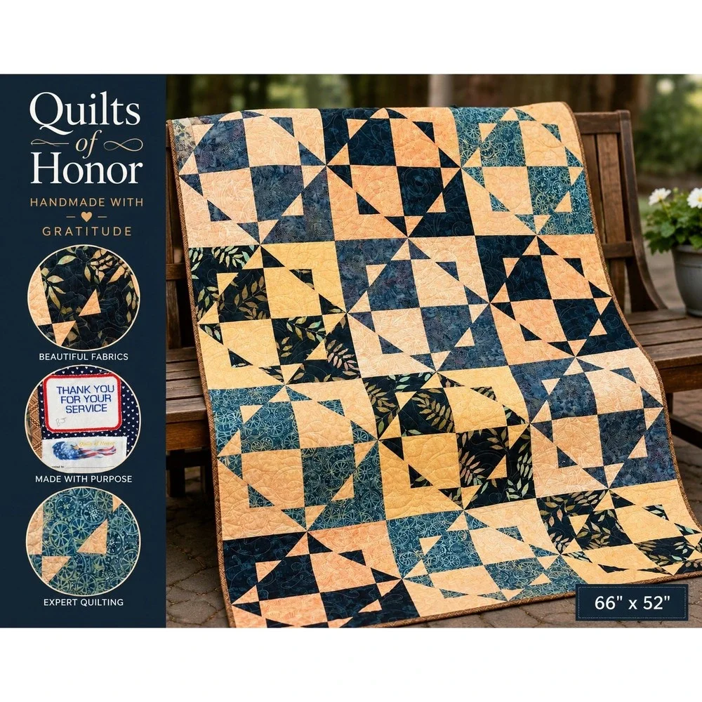 Quilts Of Honor Handmade Batik Patchwork Quilt Throw Twin Topper 66x52 Americana